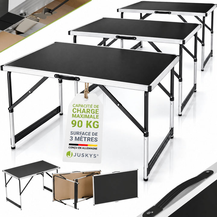 Table multifonctionnelle en aluminium en 3 parties