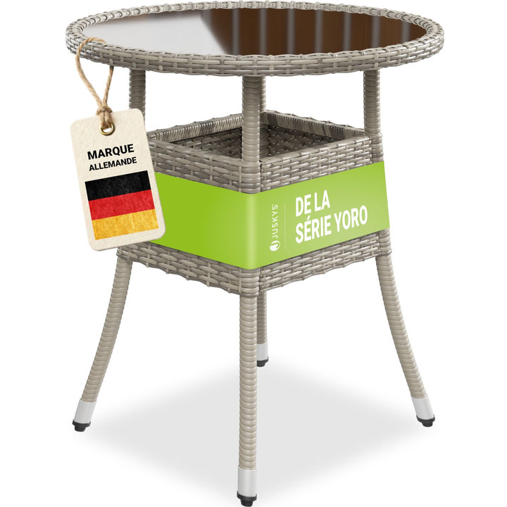 Table de jardin ronde en polyrotin Yoro