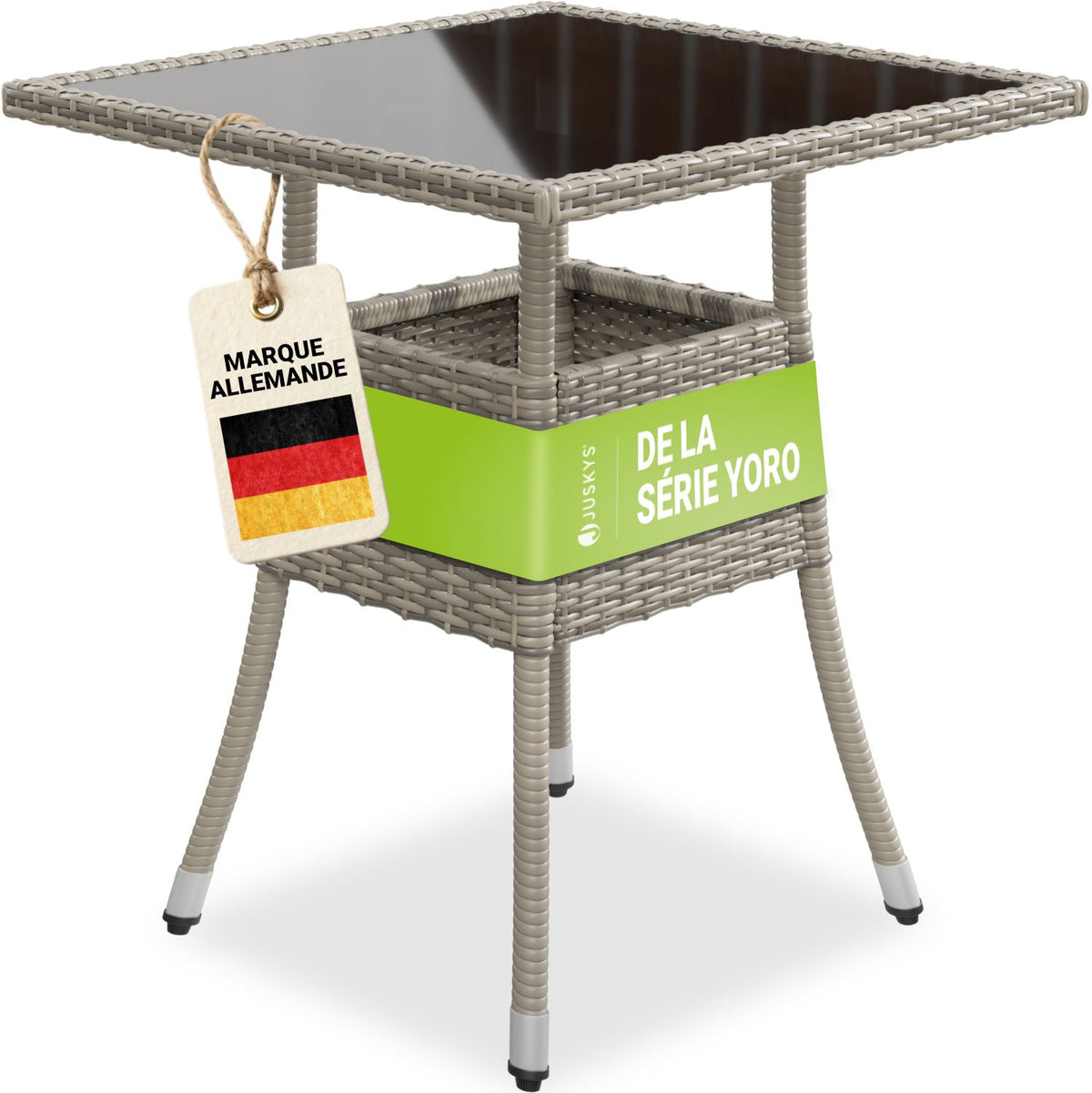 Table de jardin carrée en polyrotin Yoro