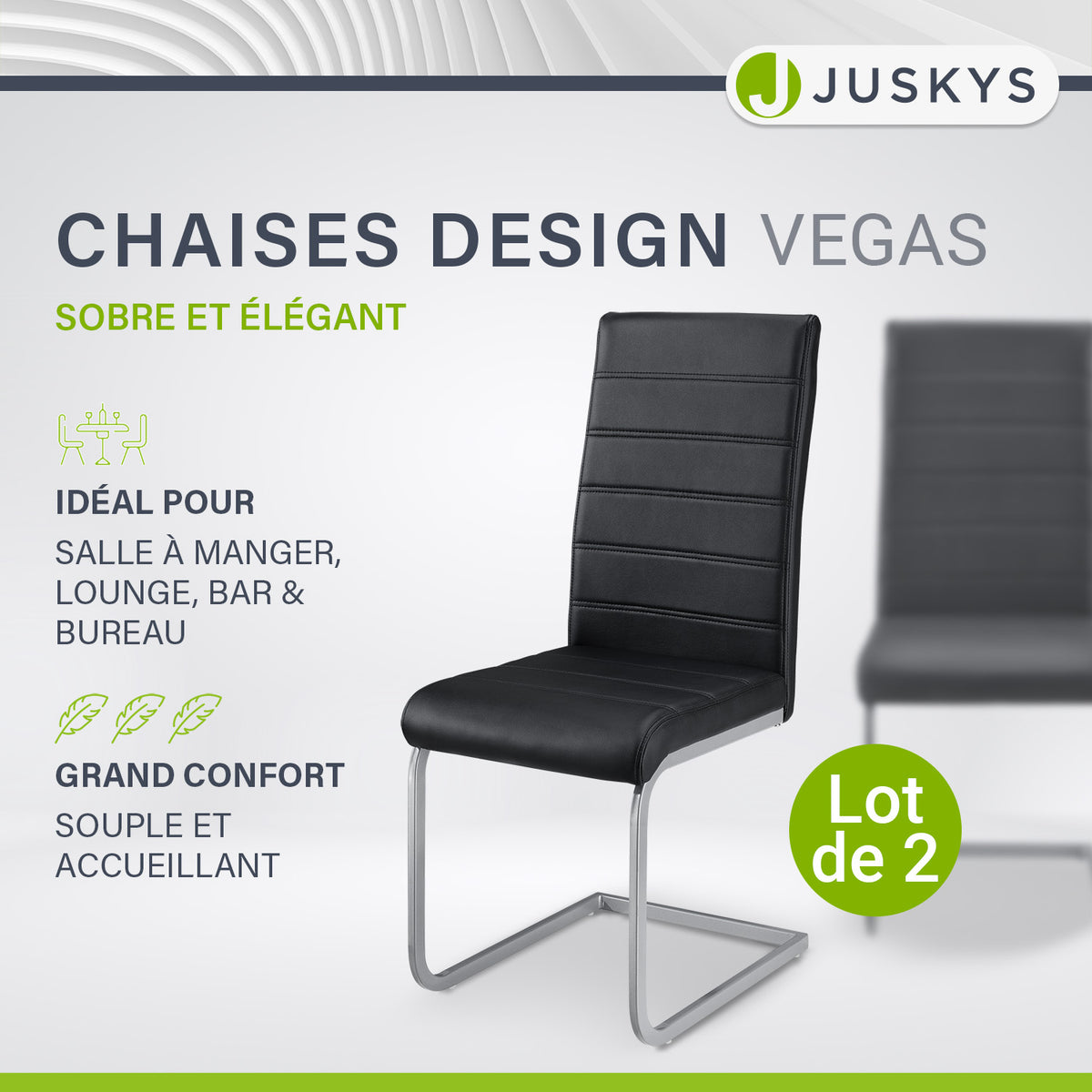 Chaise cantilever Vegas avec cuir artificiel