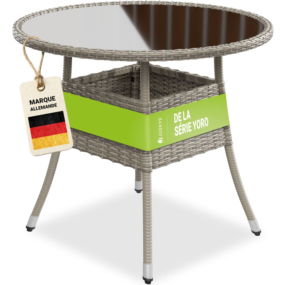 Table de jardin ronde en polyrotin Yoro