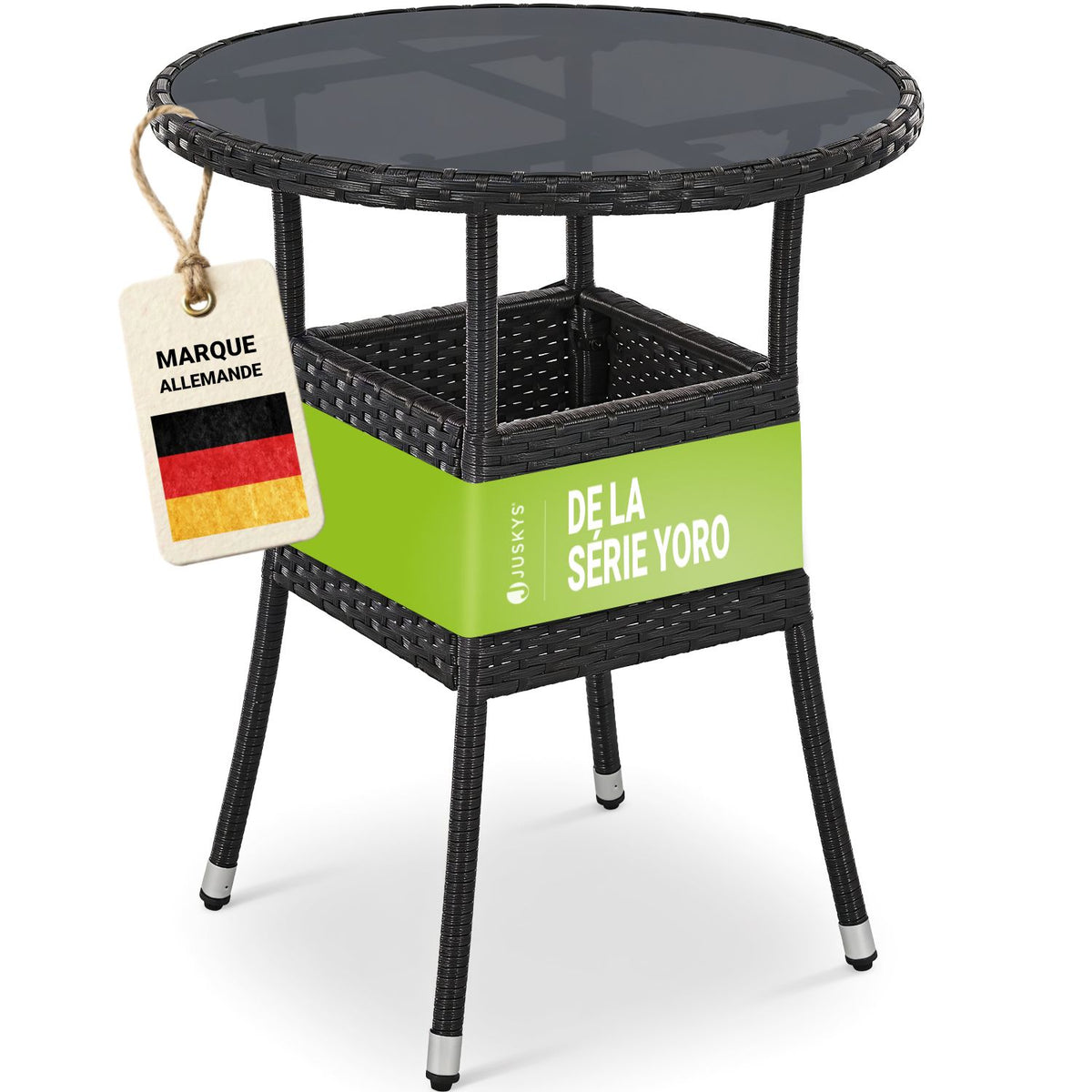 Table de jardin ronde en polyrotin Yoro
