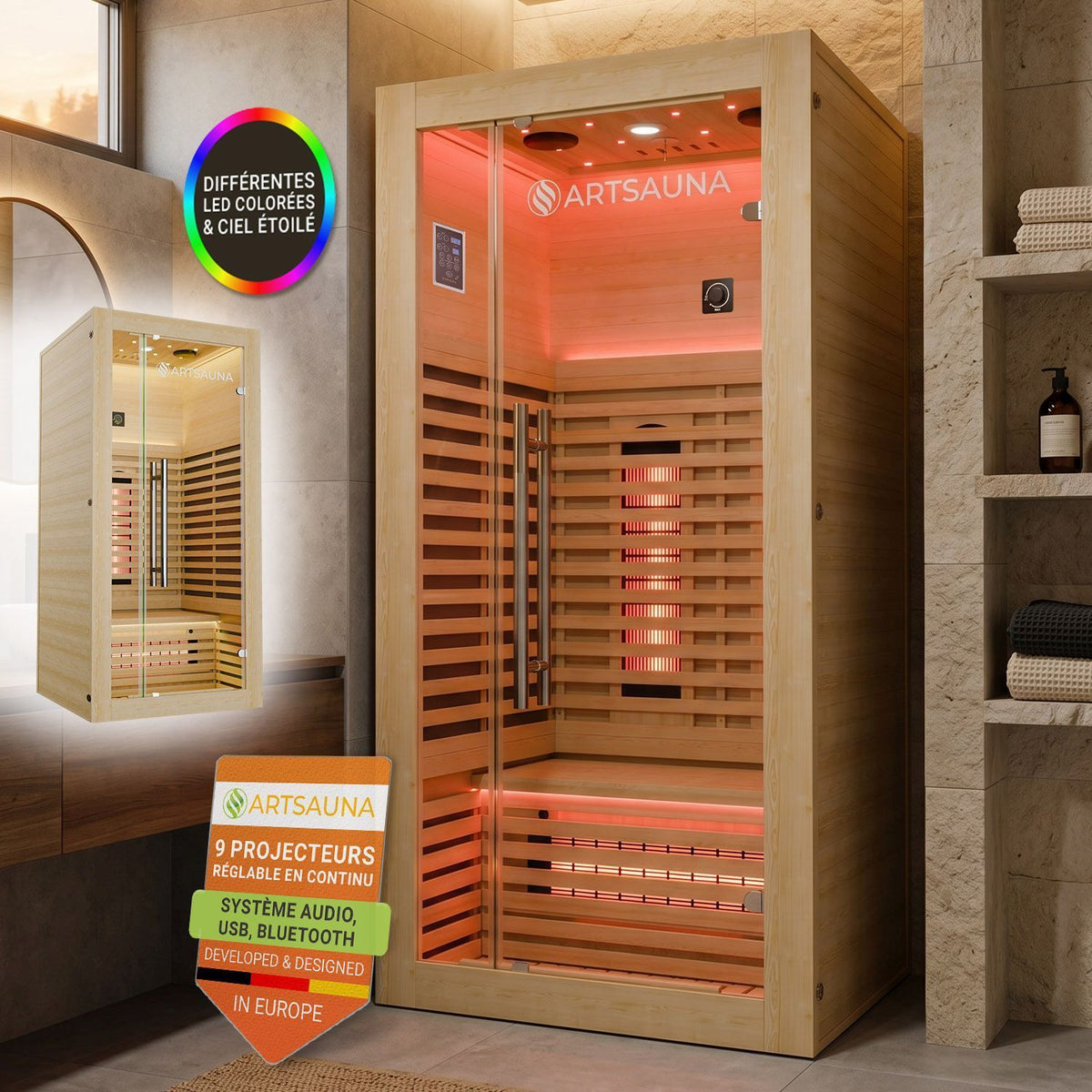 Cabine de sauna infrarouge Trondheim 90