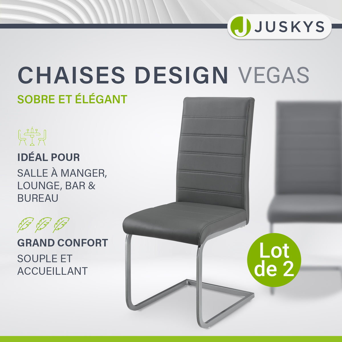 Chaise cantilever Vegas avec cuir artificiel
