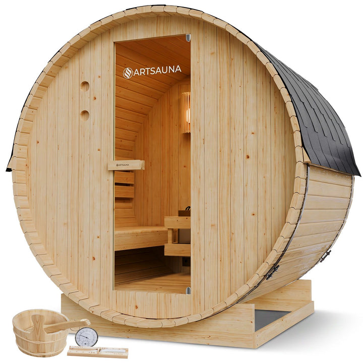 Sauna tonneau Spitzberg avec poêle de sauna