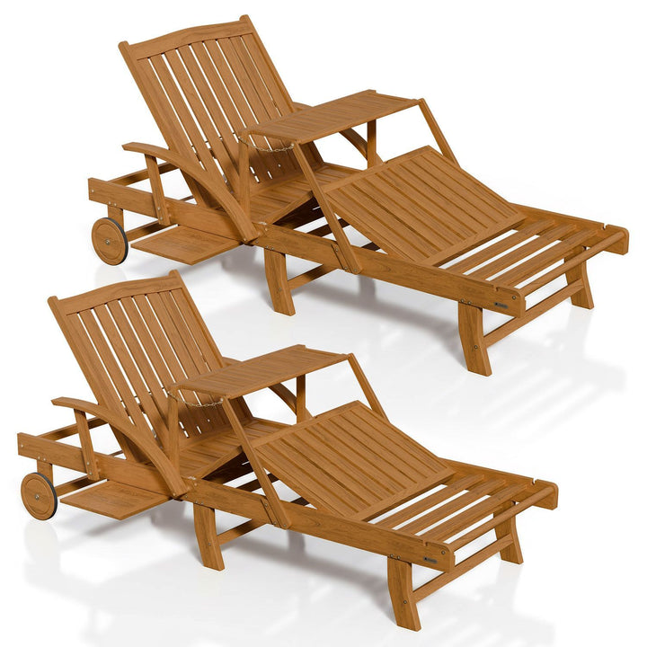 Chaise longue pliante de balcon SunScape en bois d'acacia