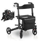 Déambulateur en aluminium Vital – pliable, avec siège et sac à provisions – jusqu'à 130 kg