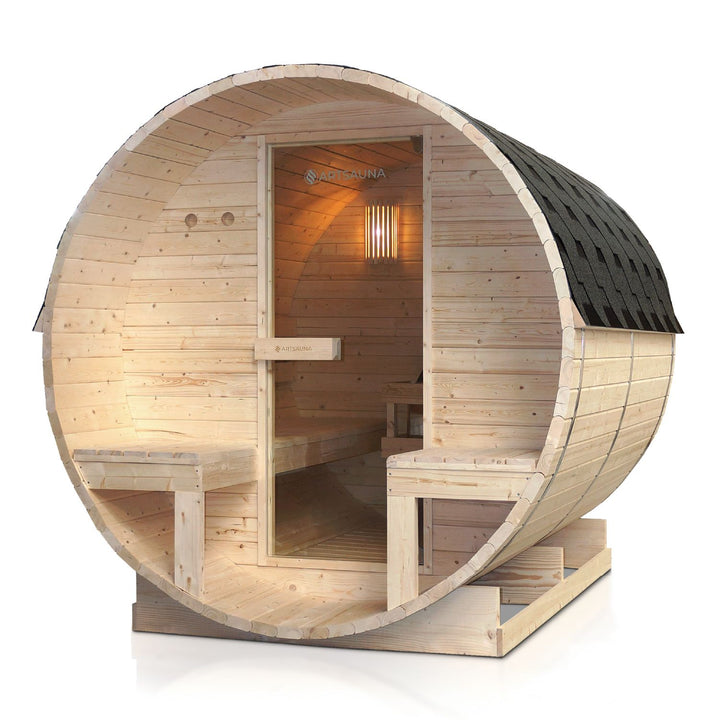 Sauna tonneau Spitzberg avec poêle de sauna