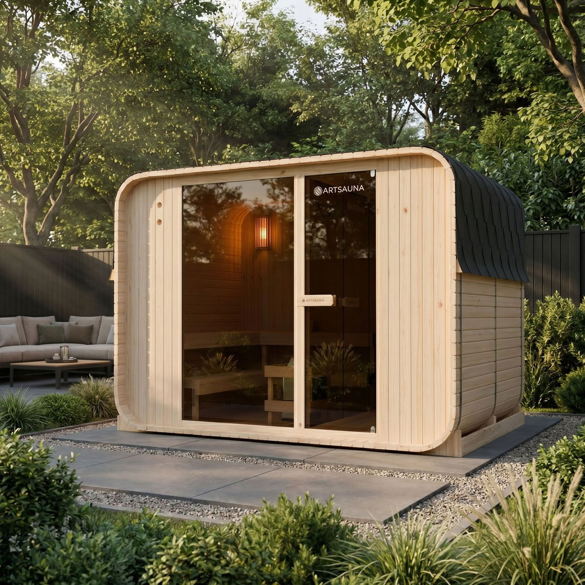 Sauna tonneau cubique Fjora XXL