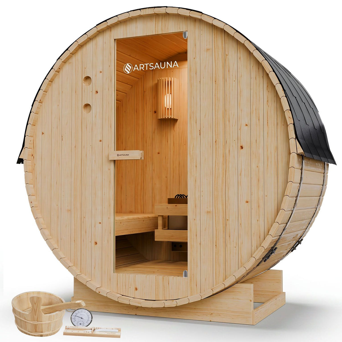 Sauna tonneau Spitzberg avec poêle de sauna