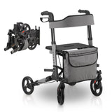 Déambulateur en aluminium Vital – pliable, avec siège et sac à provisions – jusqu'à 130 kg