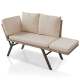 Banc multifonction en polyrotin Calvia Noir/Gris/Crème