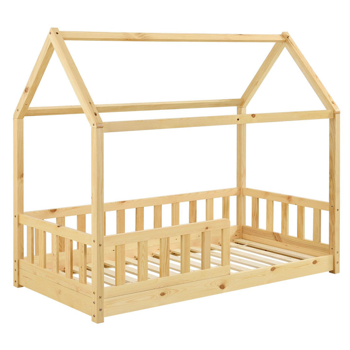Lit enfant Marli 80 x 160 cm – lit cabane avec barrière et sommier à lattes