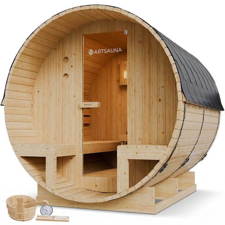 Sauna tonneau Spitzberg avec poêle de sauna