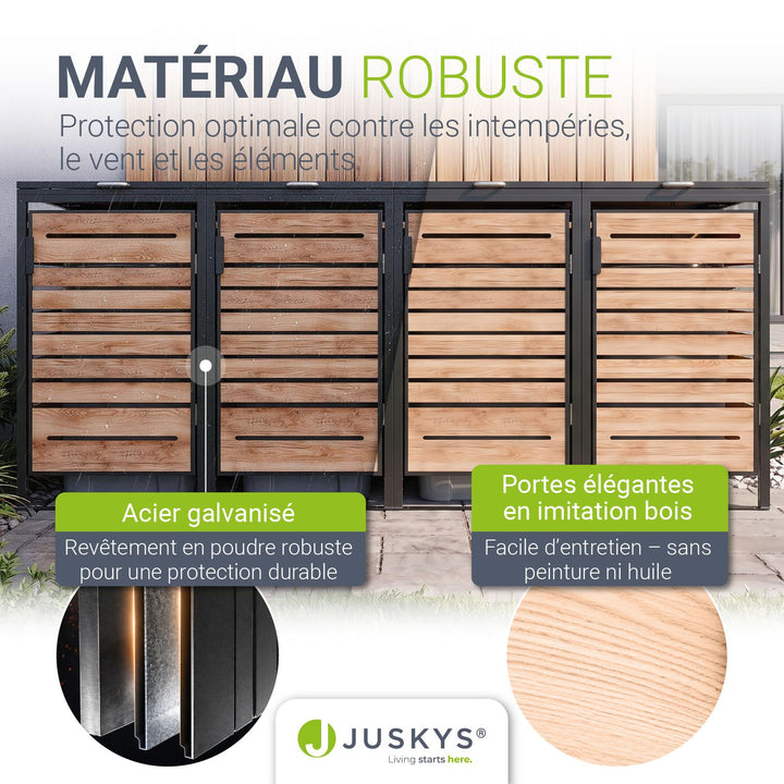 Cache-poubelle extérieur Arel – pour 2, 3 ou 4 bacs, verrouillable