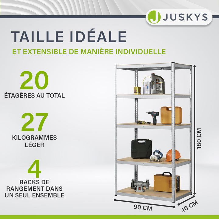 Ensemble de 2 à 8 étagères de rangement de base 180 x 90 x 40 cm