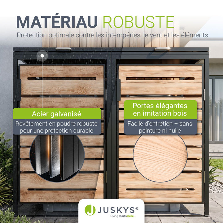 Cache-poubelle extérieur Arel – pour 2, 3 ou 4 bacs, verrouillable