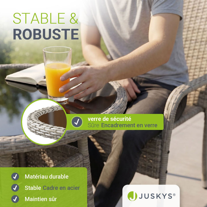 Table de jardin ronde en polyrotin Yoro