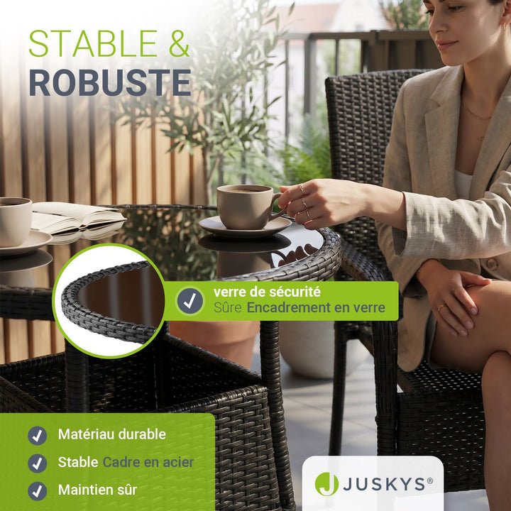 Table de jardin ronde en polyrotin Yoro