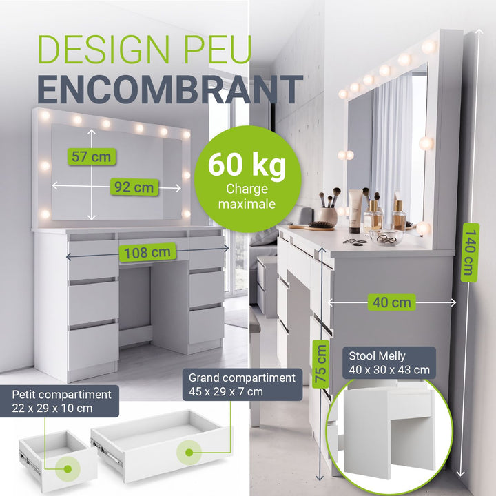 Coiffeuse avec miroir Lilia