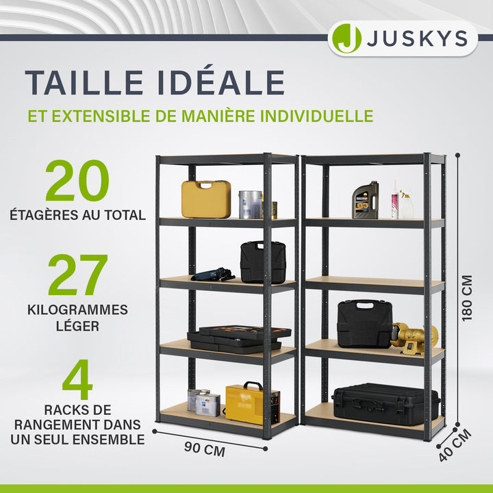 Ensemble de 2 à 8 étagères de rangement de base 180 x 90 x 40 cm