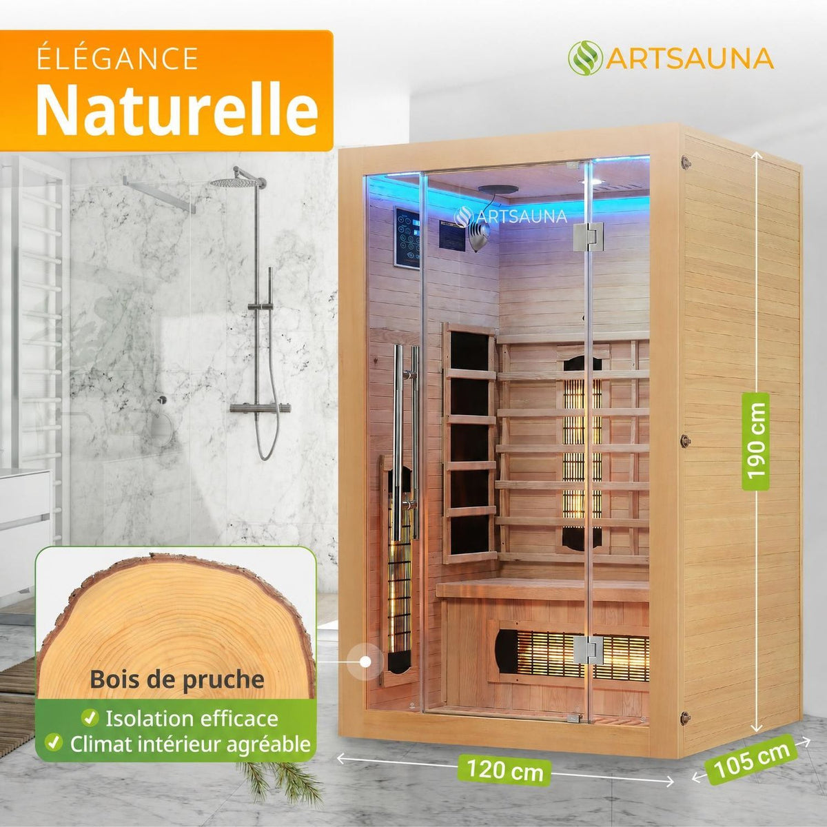 Cabine de sauna infrarouge Kiruna 120