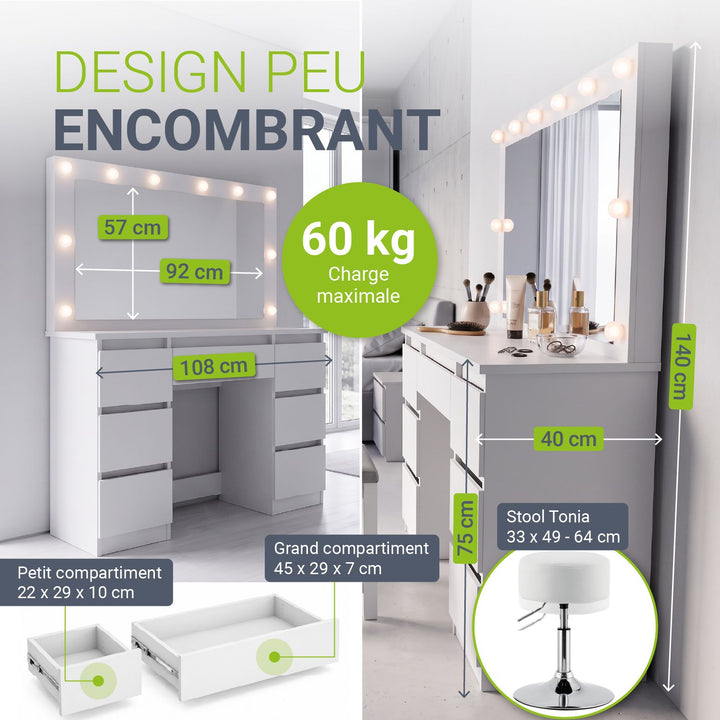Coiffeuse avec miroir Lilia