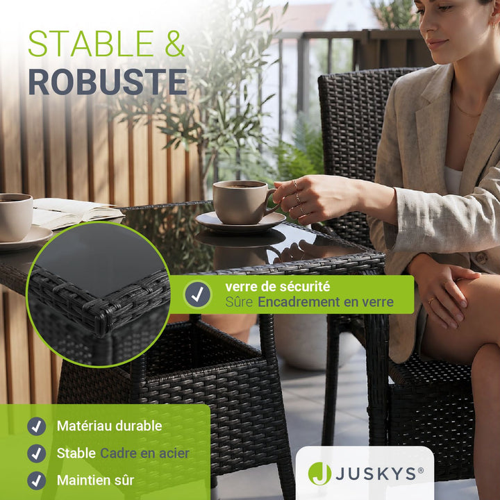 Table de jardin carrée en polyrotin Yoro