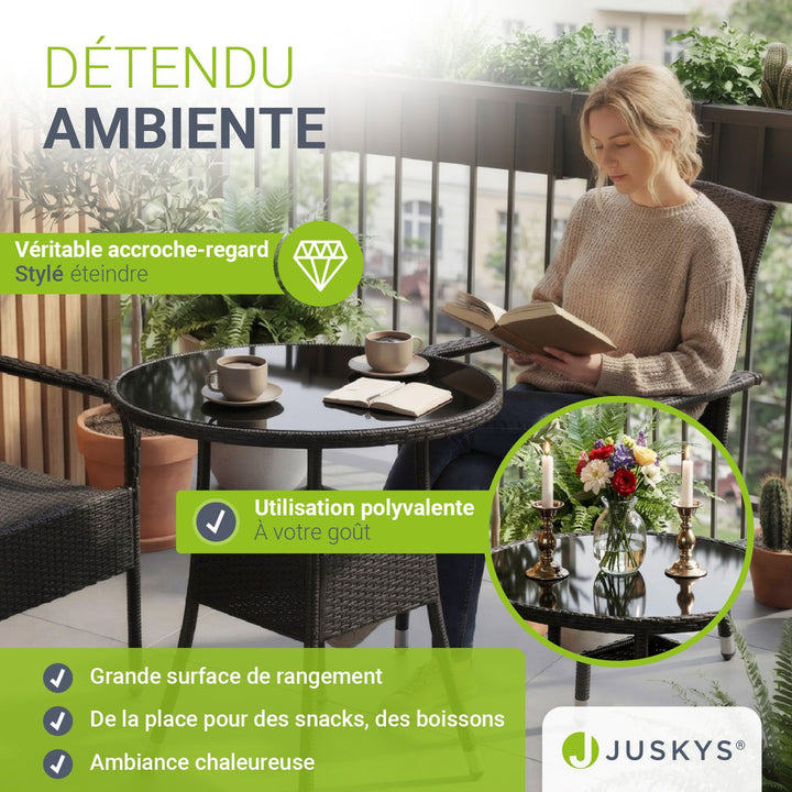 Table de jardin ronde en polyrotin Yoro