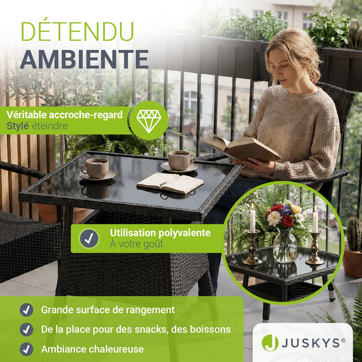 Table de jardin carrée en polyrotin Yoro