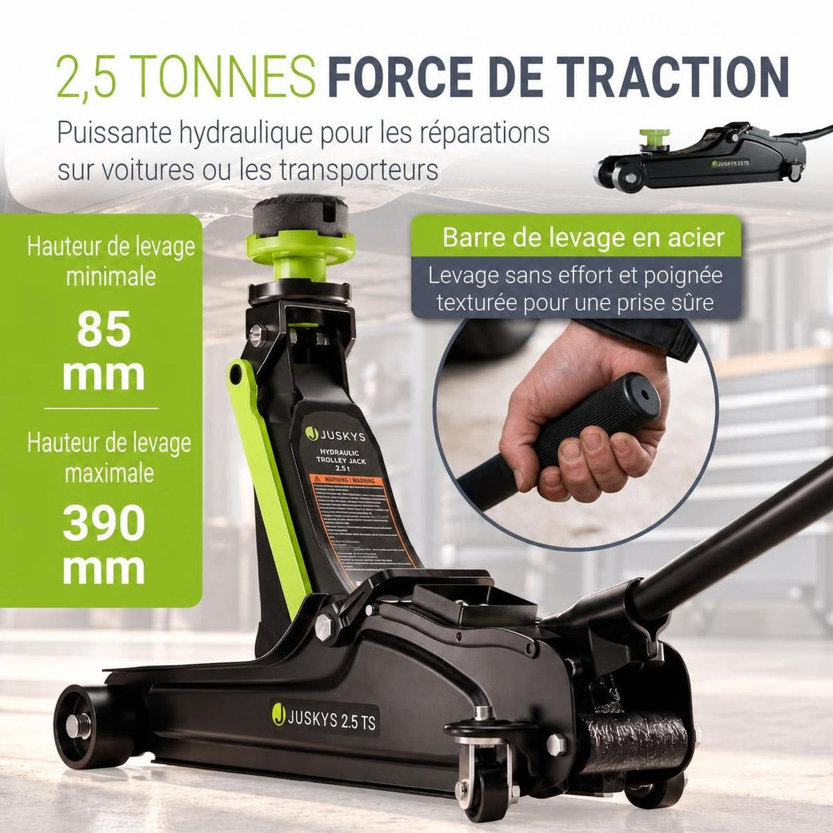 Cric de voiture hydraulique 2,5 t