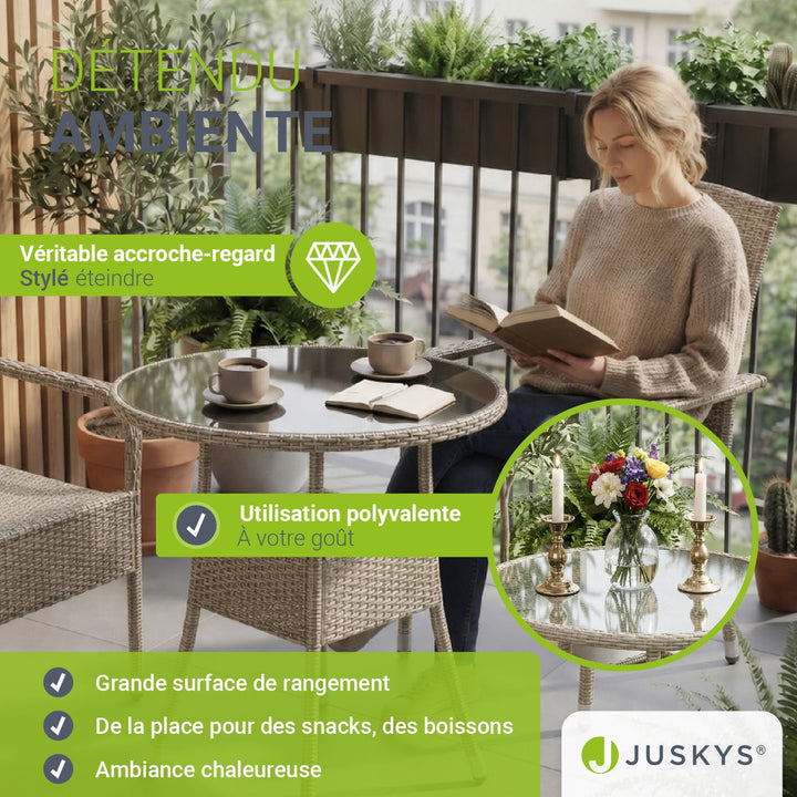 Table de jardin ronde en polyrotin Yoro