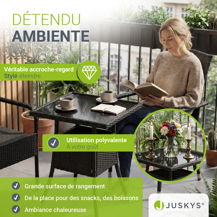 Table de jardin carrée en polyrotin Yoro