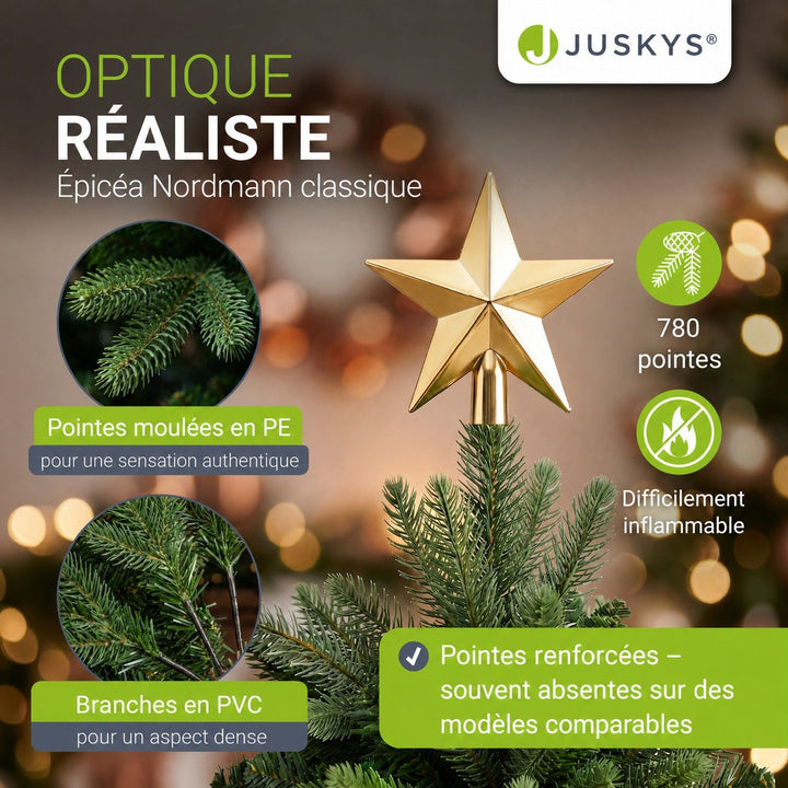 Sapin de Noël artificiel Norvi – aspect Nordmann – 150 à 220 cm