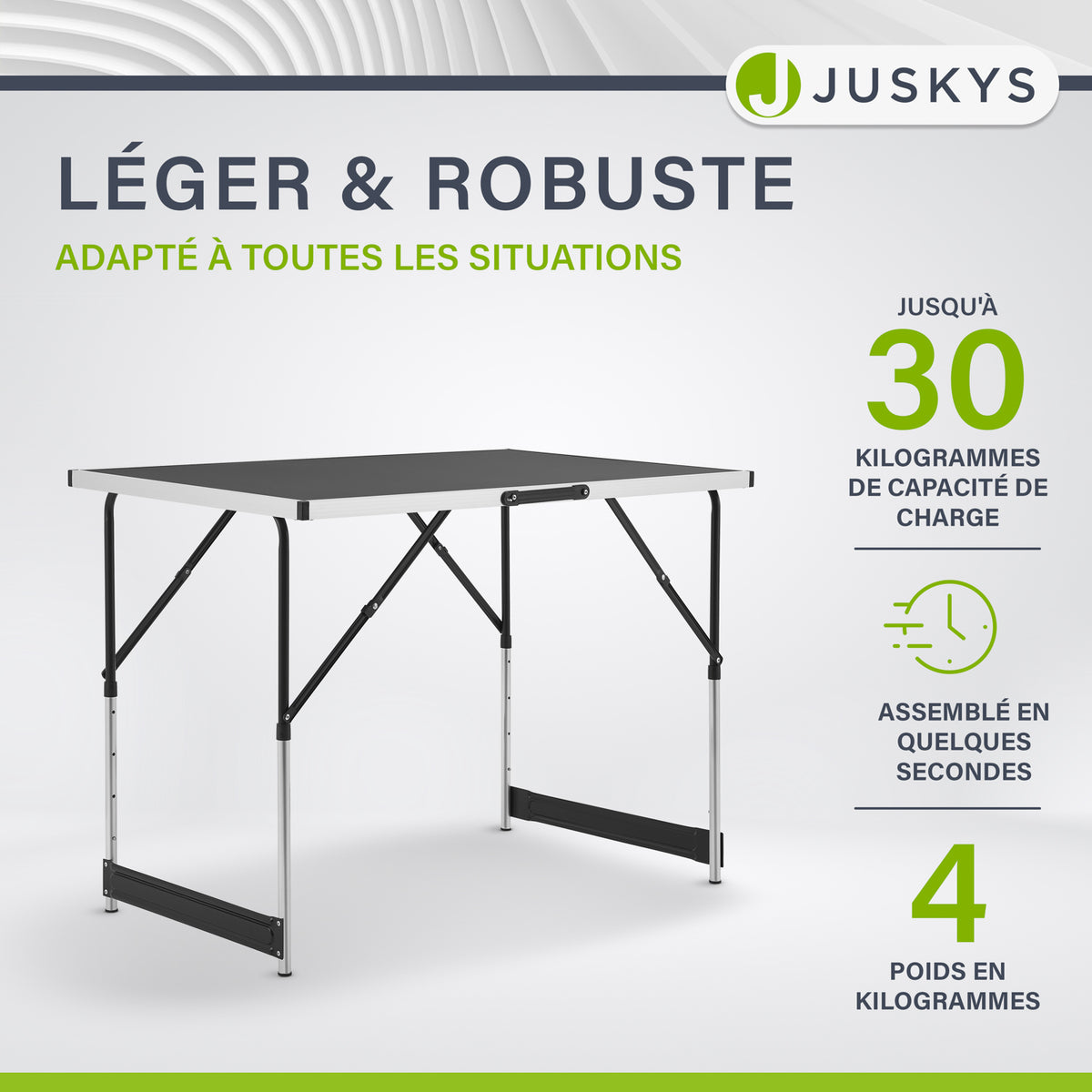 Table multifonctionnelle en aluminium en 3 parties