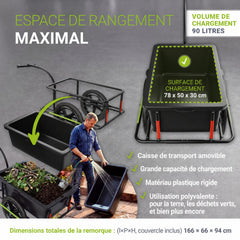 Remorque de transport / remorque à vélo 90 litres
