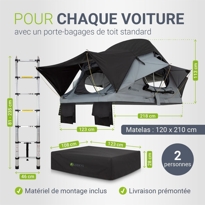 Tente de toit pour 2 personnes Lago
