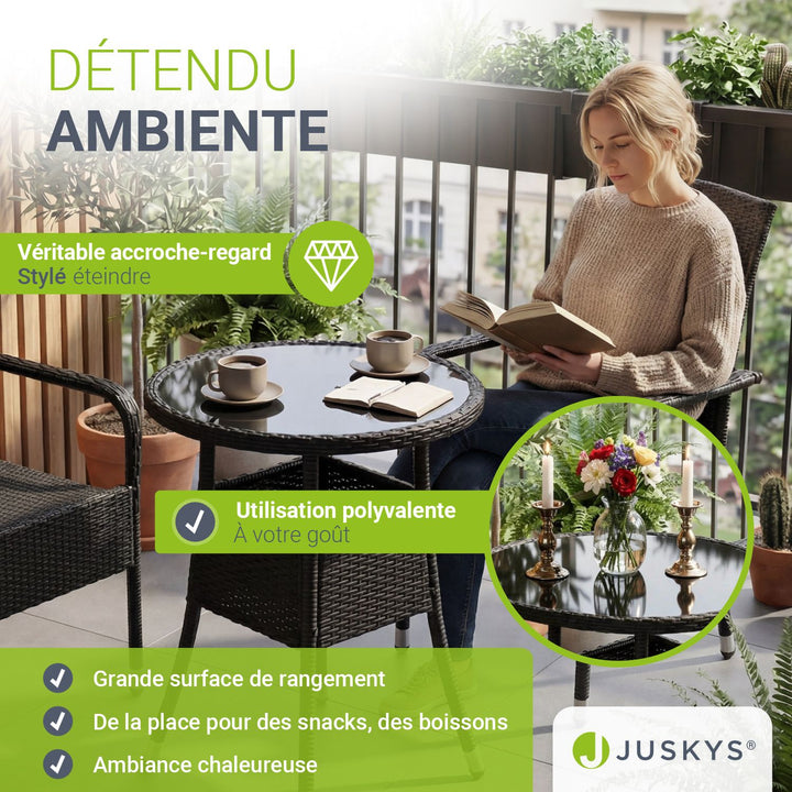 Table de jardin ronde en polyrotin Yoro