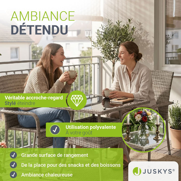 Table de jardin carrée en polyrotin Yoro