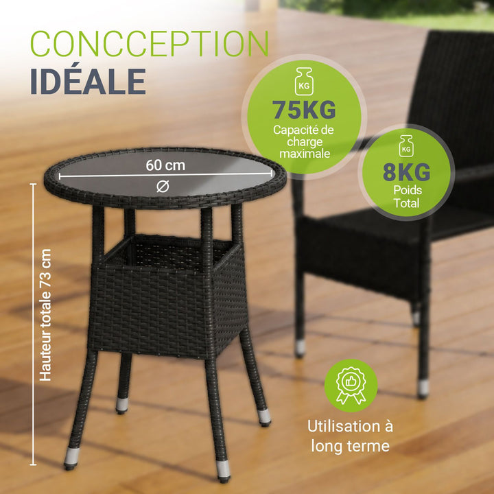 Table de jardin ronde en polyrotin Yoro