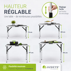 Table multifonctionnelle en aluminium en 3 parties