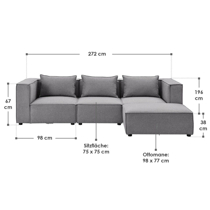 Canapé modulable Domas L - 3 places