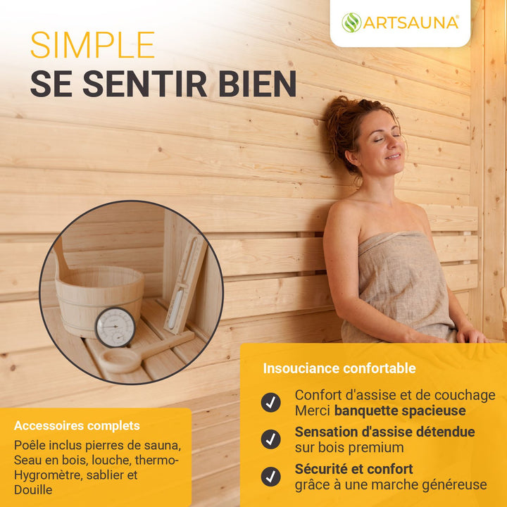 Sauna tonneau cubique Fjora L