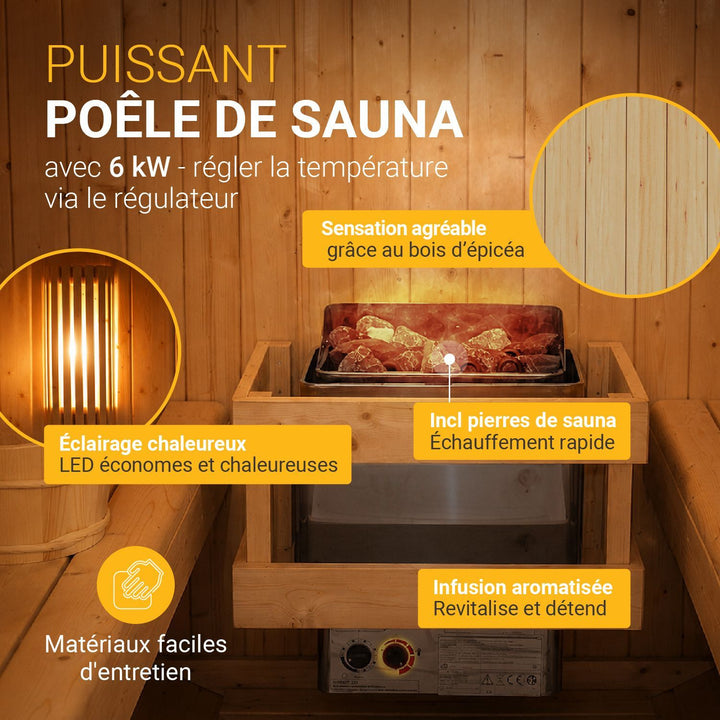 Sauna tonneau Spitzberg avec poêle de sauna