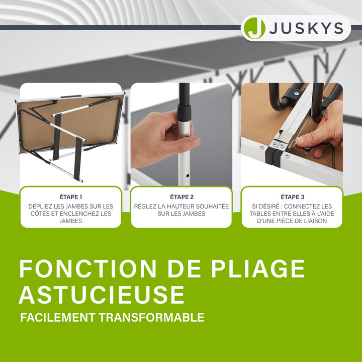 Table multifonctionnelle en aluminium en 3 parties