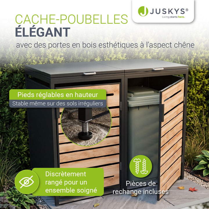 Cache-poubelle extérieur Arel – pour 2, 3 ou 4 bacs, verrouillable