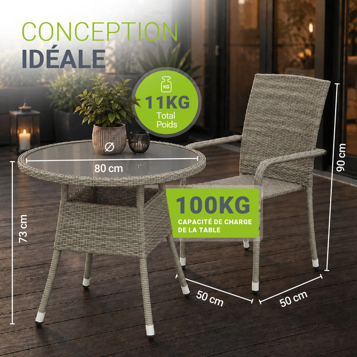 Table de jardin ronde en polyrotin Yoro