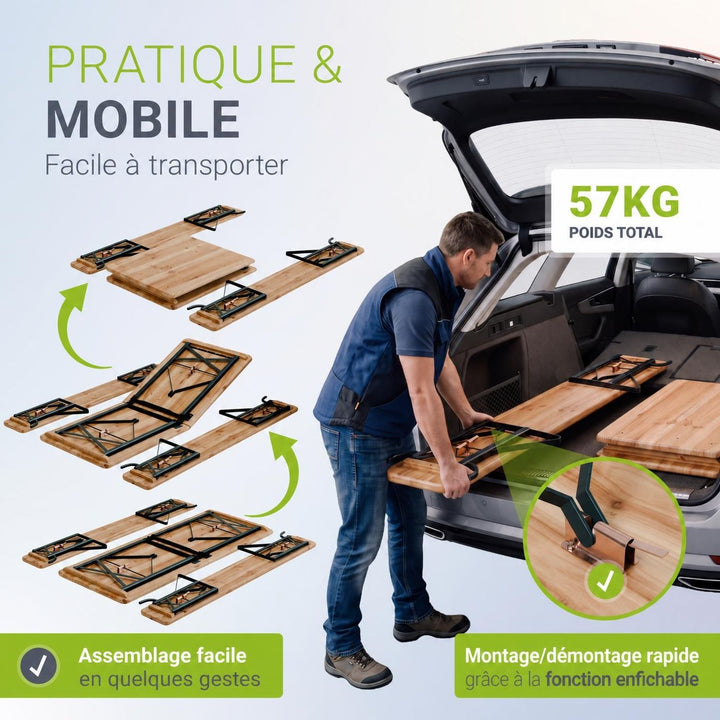 Ensemble table et bancs de brasserie Kempten – 8 places, pliant, avec dossiers