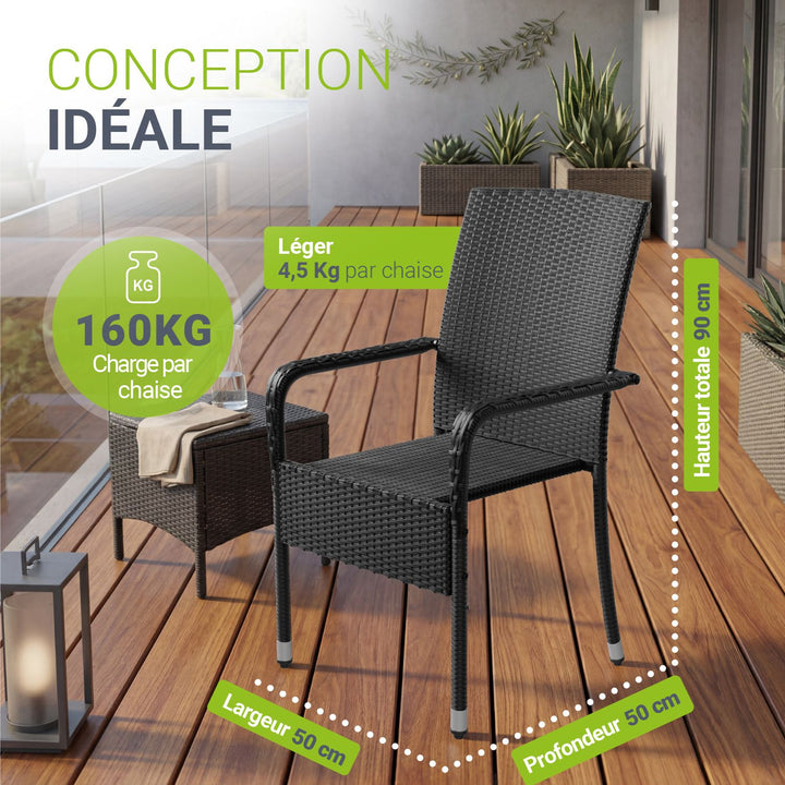 Chaises de jardin en polyrotin Yoro