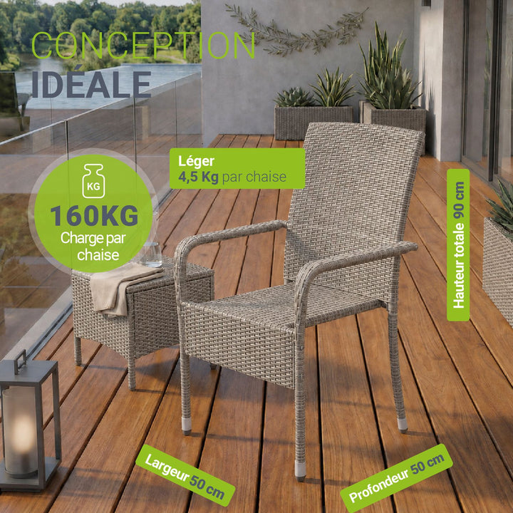Chaises de jardin en polyrotin Yoro